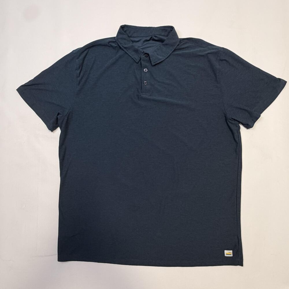 Vuori Polo Shirt Mens XL Blue Solid Jersey Soft Knit Everyday Casual Top